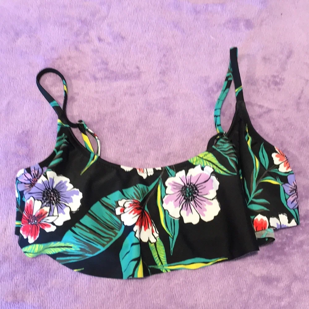 Old Navy ruffle trim swim top